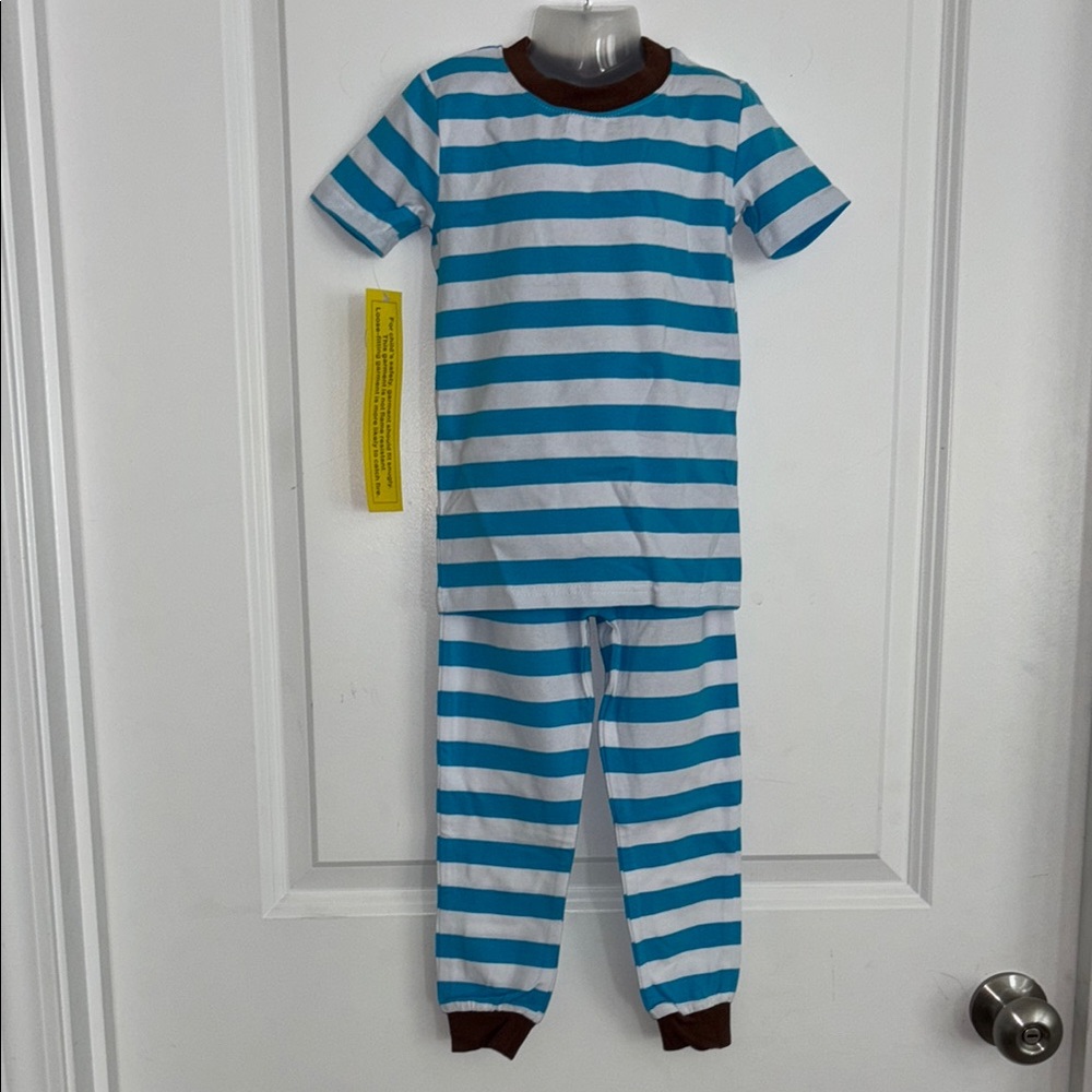 Blue and White Striped Pajama Set